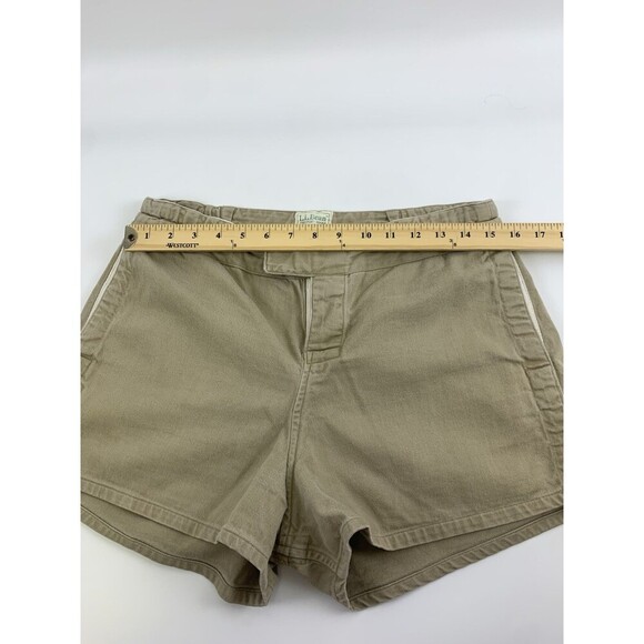 LL Bean Khaki Shorts Cotton Tan Drawstring Button 2 inch Pockets Womens Small - Picture 11 of 12